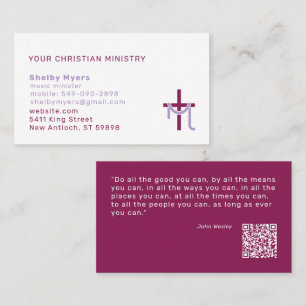 Modern Cross with Purple Sash   Christian Faith Business Card