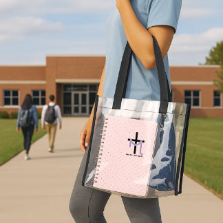 Modern Cross with Purple Sash | Christian Faith Clear Tote Bag