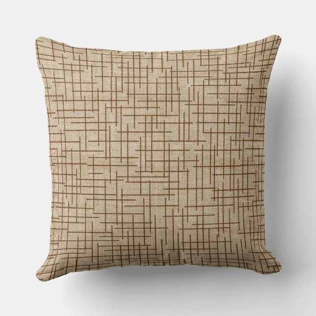 Modern Crosshatch burlap texture pattern Throw Pillow (Back)