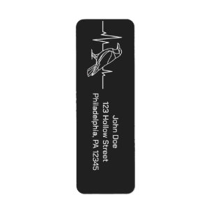 Modern Crow & heart rate, minimalist,Halloween Label