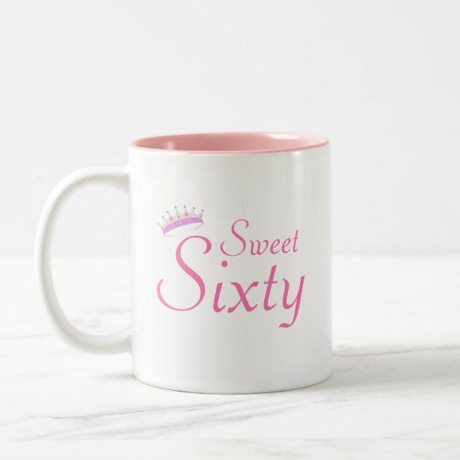 Modern Crown Sweet Sixty in Pink Two-Tone Coffee Mug (Left)