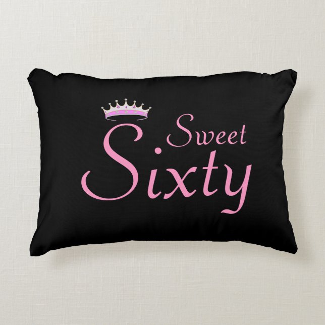 Modern Crown Sweet Sixty on Black Accent Pillow (Front)