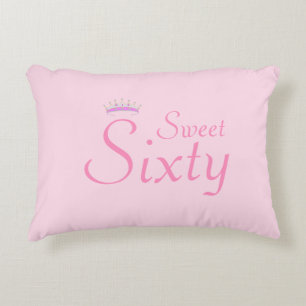 Modern Crown Sweet Sixty on Light Pink Accent Pillow