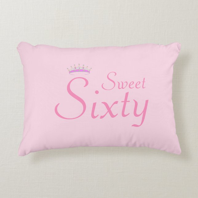 Modern Crown Sweet Sixty on Light Pink Accent Pillow (Front)