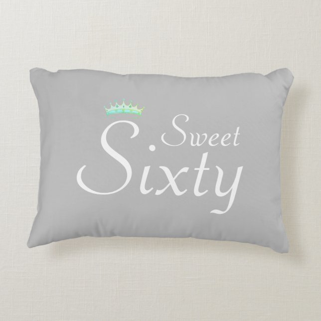 Modern Crown Sweet Sixty on Silver Gray Accent Pillow (Back)