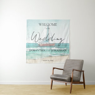 Modern cruise wedding tapestry