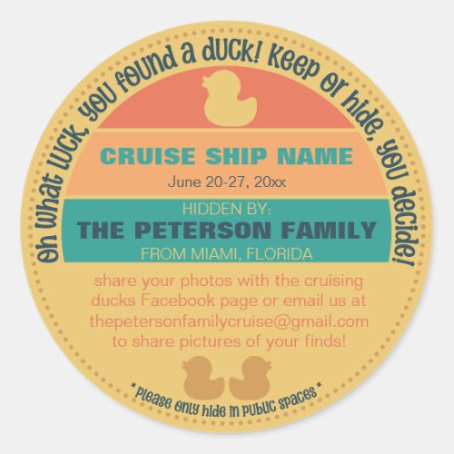 Modern Cruising Duck Keep or Hide Game Sticker Tag