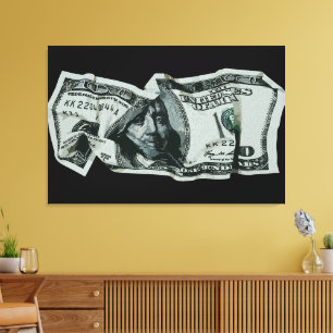 Modern Crumpled $100 Bill Design Canvas Print