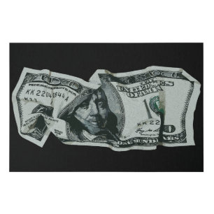 Modern Crumpled $100 Bill Design Faux Canvas Print