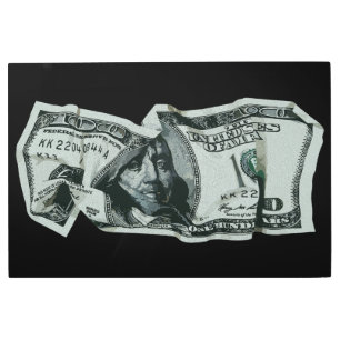 Modern Crumpled $100 Bill Design Metal Print