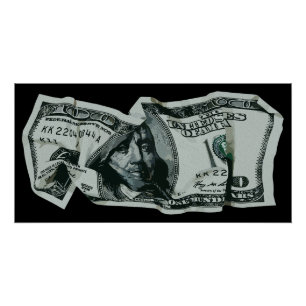 Modern Crumpled $100 Bill Design Poster
