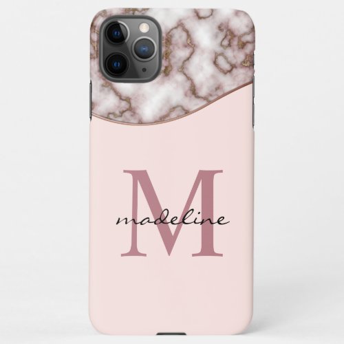 Modern Crusted Rose Gold Monogram iPhone 11Pro Max Case