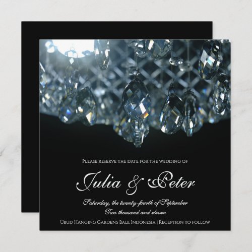 Modern Crystal Glass Chandelier Save The Date Card