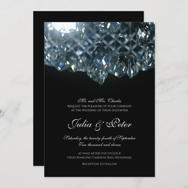 Modern Crystal Glass Chandelier Wedding Invitation (Front/Back)