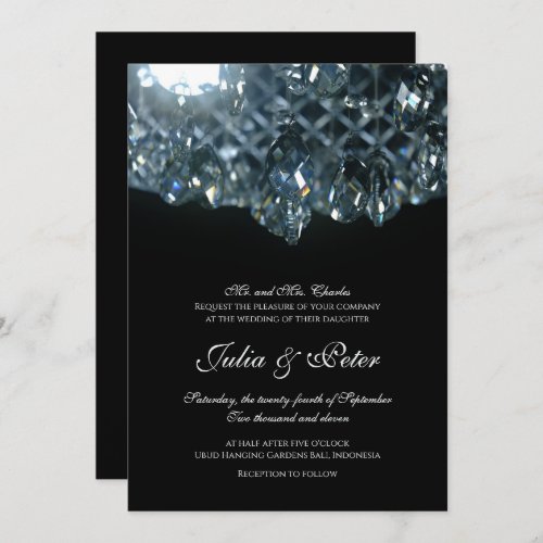 Modern Crystal Glass Chandelier Wedding Invitation
