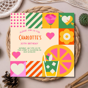 Modern Cubic art adult Birthday Invitation