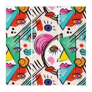 Modern Cubism Abstract Artsy Female Faces Art
