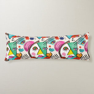 Modern Cubism Abstract Artsy Female Faces Body Pillow