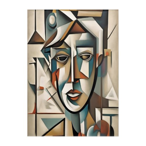 Modern Cubist Portrait Abstract Acrylic Wall Art