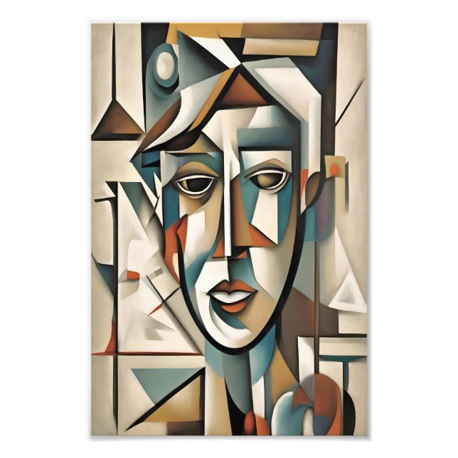 Modern Cubist Portrait Abstract Art Photo Print (Front)
