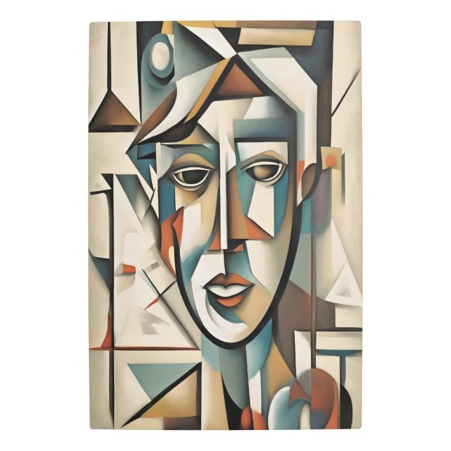 Modern Cubist Portrait Abstract Metal Wall Art (Front)