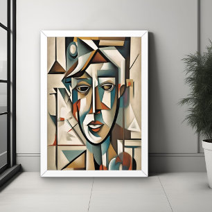 Modern Cubist Portrait Abstract Wall Art