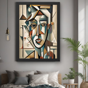Modern Cubist Portrait Abstract Wall Art poster