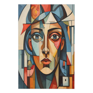 Modern Cubist Portrait Geometric Faux Canvas Print