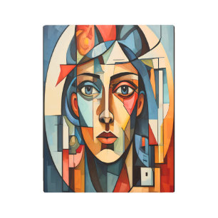 Modern Cubist Portrait Geometric Metal Print
