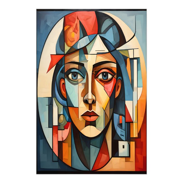 Modern Cubist Portrait Geometric  Photo Print (Front)