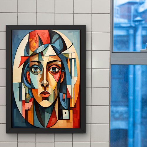 Modern Cubist Portrait Geometric Wall Art Poster