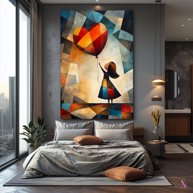 Modern Cubist Vision of Girl with a Balloon Canvas Print (Creator Uploaded)