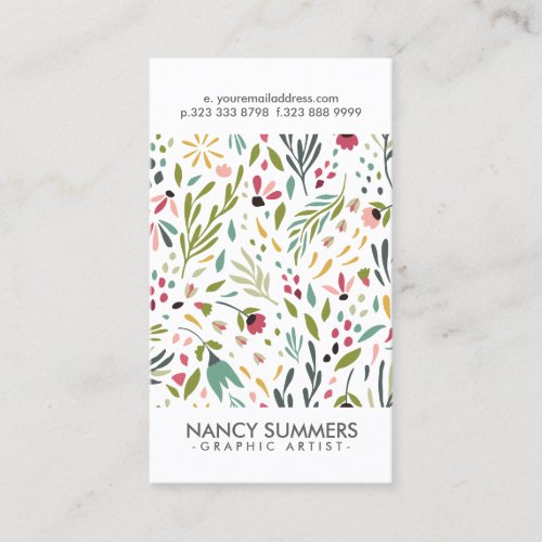 Modern Cue Flowers  Leafs Pattern Business Card