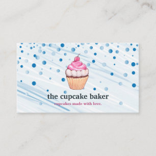 Modern Cupcake Logo Bakery Chef Catering Confetti Business Card