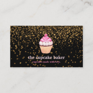 Modern Cupcake Logo Bakery Chef Catering Confetti Business Card