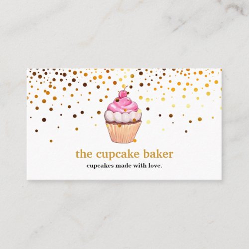 Modern Cupcake Logo Bakery Chef Catering Confetti Business Card