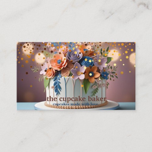 Modern Cupcake Logo Bakery Chef Catering Confetti Business Card