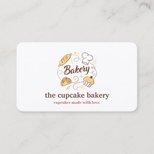Modern Cupcake Logo Bakery Chef Catering Confetti Business Card