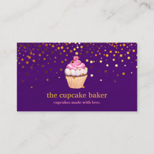 Modern Cupcake Logo Bakery Chef Catering Confetti Business Card