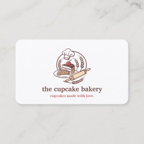 Modern Cupcake Logo Bakery Chef Catering Confetti Business Card