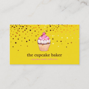 Modern Cupcake Logo Bakery Chef Catering Confetti Business Card