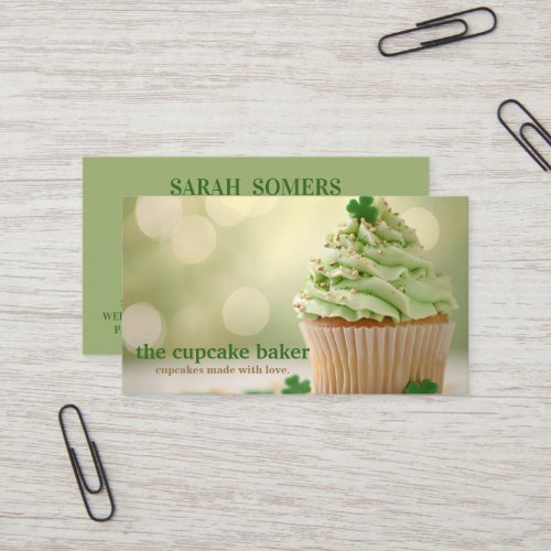 Modern Cupcake Logo Bakery Chef Catering Confetti Business Card