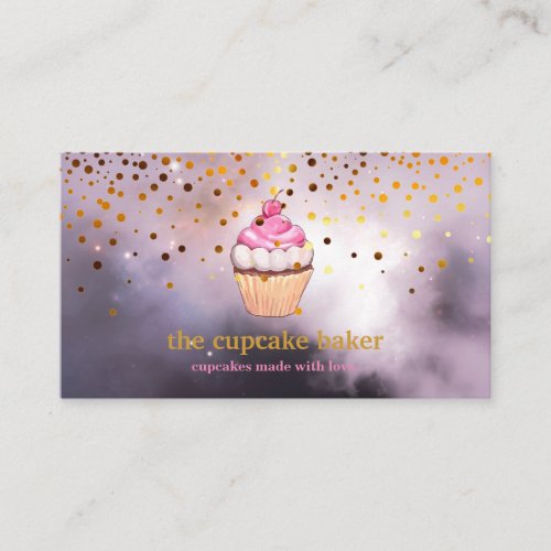 Modern Cupcake Logo Bakery Chef Catering Confetti  Business Card