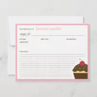 Modern Cupcake Personalized Recipe Cards