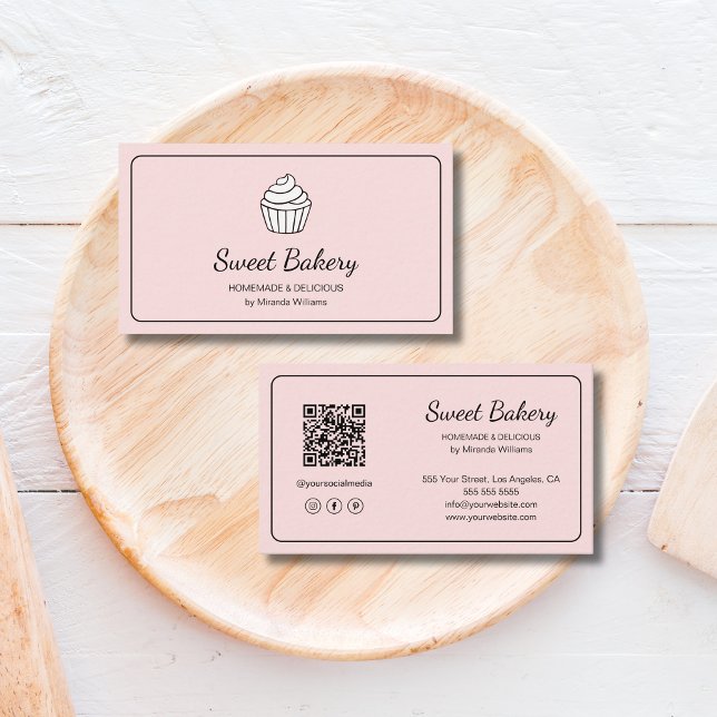 Modern Cupcake Pink Bakery Business Card (Modern Cupcake Pink Bakery Business Card)