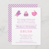 Modern Cupcake Purple Pink Baking Birthday Party Invitation (Front/Back)
