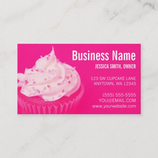 Customizable Modern Cupcake Sprinkles Hot Pink Business Card Templates