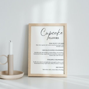 Modern Cupcake wedding menu sign dessert sign