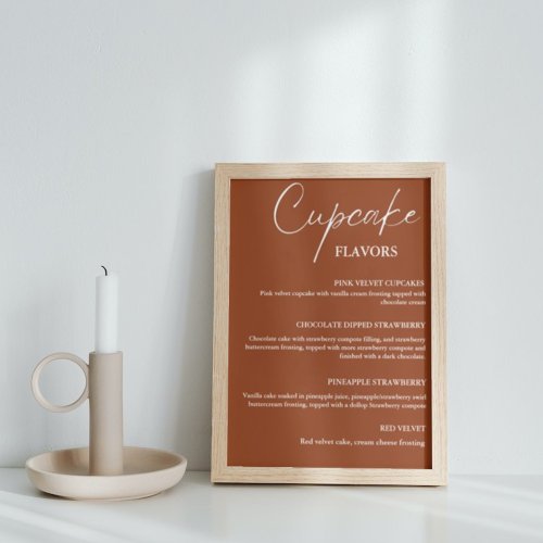 Modern  Cupcake  wedding menu sign dessert sign