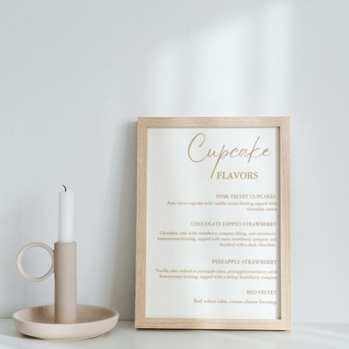 Modern  Cupcake  wedding menu sign dessert sign